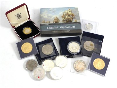 Lot 201 - Miscellaneous Silver Coins comprising: Nelson/Trafalgar proof 2 x £5 set 2005, with cert, in...