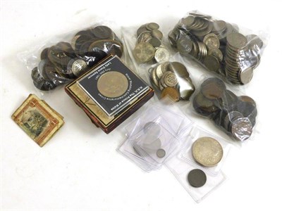 Lot 204 - Miscellaneous English & Foreign Coins including: Maundy penny 1840 VF/GVF, 15 x silver threepences