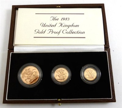 Lot 209 - Gold Proof Set 1983 comprising: £2, sovereign & half sovereign, with cert, in CofI, FDC