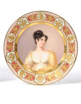 Lot 181 - A French Porcelain "Vienna" Portrait Painted Cabinet Plate, Martial Redon, Limoges, circa 1880,...