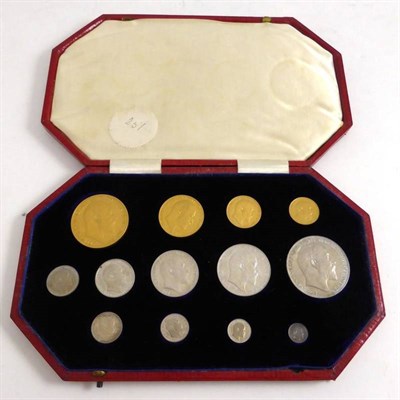 Lot 221 - Matt Proof Set 1902, long set of 13 coins - gold £5 to Maundy penny, a few trivial hairlines...