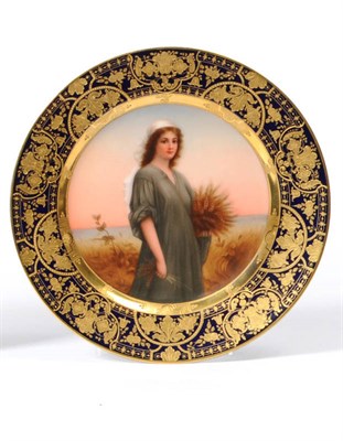 Lot 182 - A French Porcelain "Vienna" Portrait Painted Cabinet Plate, Martial Redon, Limoges, circa 1880,...