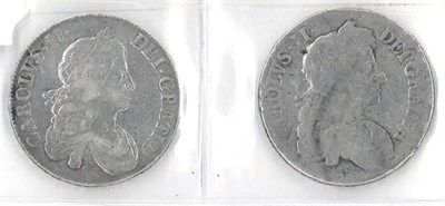 Lot 256 - Charles II, 2 x Crowns: 1668 VICESIMO, date 'Jan 1 1817' scratched in king's hair, contact...