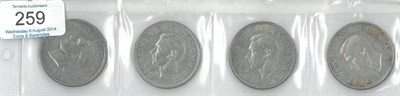 Lot 259 - George VI, 4 x Crowns 1937, all with light contact marks, one with obv. lightly cleaned, GVF or+