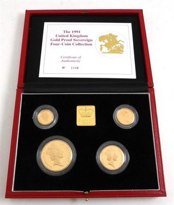 Lot 279 - UK Gold Proof 4-Coin Sovereign Collection 1991 comprising: £5, £2, sovereign & half...