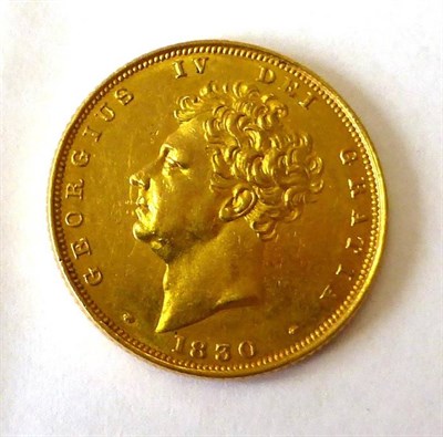 Lot 289 - George IV, Sovereign 1830, bare head, a few light hairlines o/wise lustrous AEF