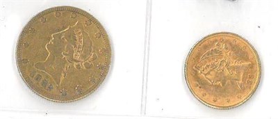 Lot 307 - USA, Gold 10 Dollars 1882 Coronet Head, 16.5g, .900 gold, contact marks VG & gold 5 dollars...