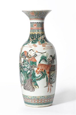 Lot 192 - A Chinese Famille Verte Large Porcelain Vase, late 19th century, of ovoid form with trumpet...