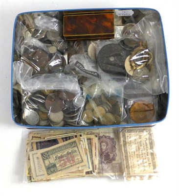 Lot 329 - Miscellaneous Lot including: 2 x cardboard tokens (halfcrown & shilling) issued by Malcomson...