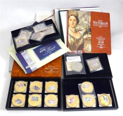 Lot 337 - 7 x Royal Mint/Bank of England Commemorative Sets, each set comprising a £5 note with a...