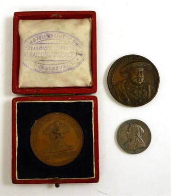 Lot 347 - 3 x Commemorative medals comprising: Nelson/Foudroyant, obv. uniformed bust of Nelson, rev ....