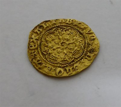 Lot 8 - Richard II, Gold Quarter Noble, pellet in rev. centre, 1.95g, AVF