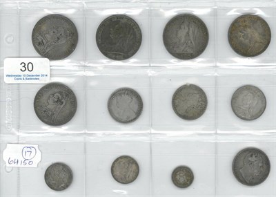 Lot 30 - Victoria, 11 x Silver Coins comprising: 3 x crowns: 1892, 1893 LV1, 1898 LX11; 2 x double...