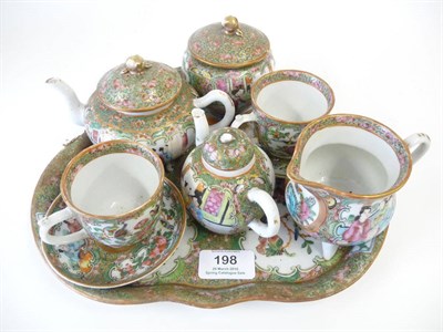 Lot 198 - A Composite Six Piece Chinese Porcelain Tête-à-Tête Teaset, Cantonese decorated, circa 1890,...