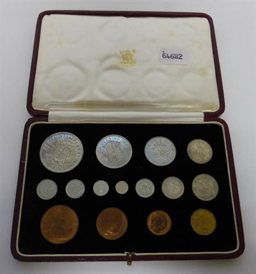 Lot 35 - Proof Set 1937, 15 coins farthing to crown in red leatherette CofI (in very good condition), bronze