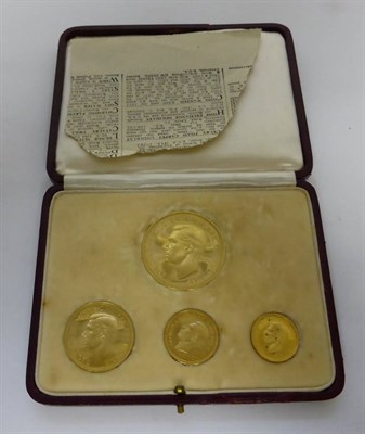 Lot 36 - Gold Proof Set 1937, comprising £5, £2, sovereign & half sovereign, in original red...