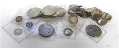 Lot 48 - Miscellaneous English Silver Coins comprising: 2 x crowns: 1889 contact marks, blue tone Fine, 1935