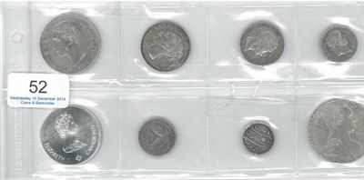 Lot 52 - 8 x Foreign Silver Coins comprising: Spain 5 pesetas 1876(76) a few light contact marks o/wise  AVF