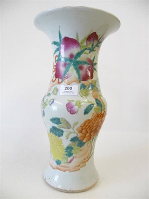 Lot 200 - A Chinese Famille Rose Porcelain Peach Vase, early 20th century, with squat baluster body and...