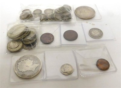 Lot 53 - Miscellaneous English Silver Coins comprising: 2 x crowns 1819 L1X, both with contact marks,...