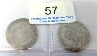 Lot 57 - George II, 2 x Shillings: (1) 1745 LIMA, minor obv. flecking o/wise good edge & surfaces,...