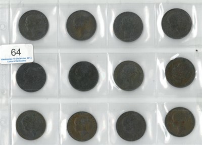 Lot 64 - Victoria, 12 x Copper Pennies comprising: 1841 OT no colon after REG, minor contact marks...