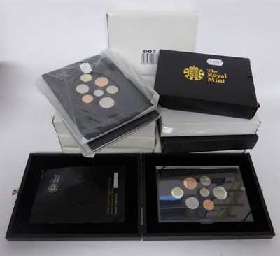 Lot 65 - 9 x UK Proof Sets: 1999, 2001, 2002, 2003, 2004, 2006, 2007, 2008 ('Emblems of Britain') & 2008...