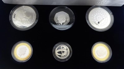 Lot 74 - Family Silver Collection' 2007, 6 silver proof coins comprising: £5 'Diamond Wedding,' 2 x £2