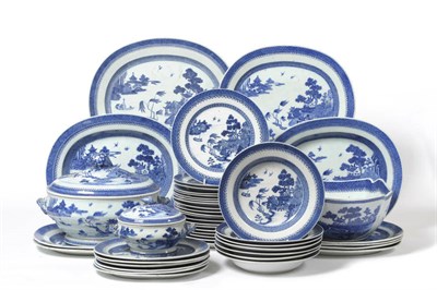 Lot 205 - A Chinese Blue and White Export Porcelain Forty-Six Piece Dinner Service, Qianlong, circa 1780,...