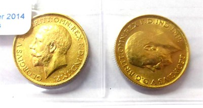 Lot 109 - George V, 2 x Sovereigns, both 1912, both VF, one with minor rim nicks