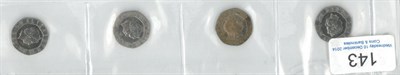 Lot 143 - 4 x 20p Mules, RM error struck without date (2008) on either side, generally VF or+