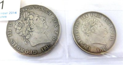 Lot 151 - George III Crown 1819 L1X, contact marks GFine to AVF & halfcrown 1819 minor contact marks, trivial