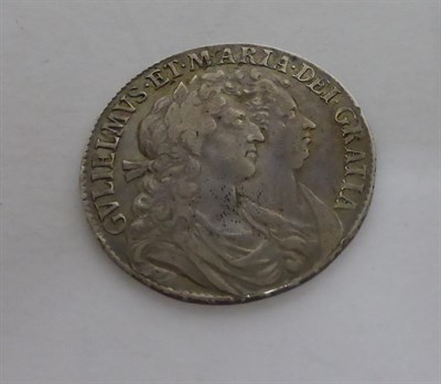 Lot 153 - William & Mary Halfcrown 1689 PRIMO, 2nd L/M in GVLIELMVS, 1st busts, 1st crowned shield, crown...