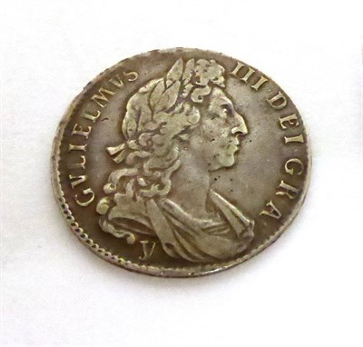 Lot 154 - William III Halfcrown 1697y NONO, (York Mint), 1st bust, large shields, 2nd harp; minor contact...