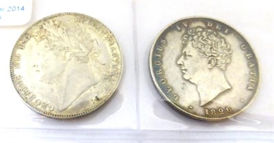 Lot 157 - George IV, 2 x Halfcrowns: 1821 laureate head, crowned garnished shield; a couple of minor obv....