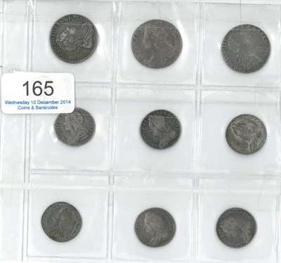 Lot 165 - 3 x Shillings comprising: George I, 1723 SSC  1st bust, large 'N' in 'BRVN' , scratches in obv....