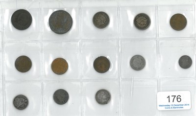 Lot 176 - USA, 13 x 19th Century Coins comprising: half cent 1809 'Classic Head' good edge & surfaces...