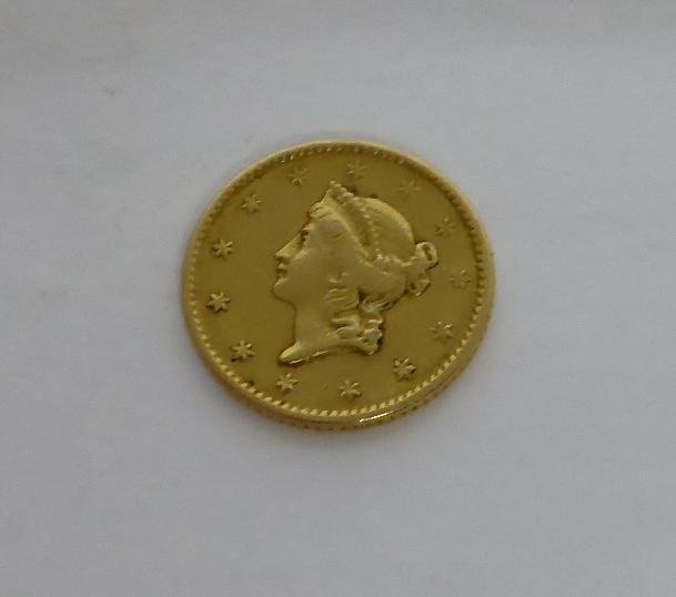 Lot 266 - USA Gold Dollar 1850, 'Liberty Head,' 1.65g, .900 gold, trivial marks Fine to GFine