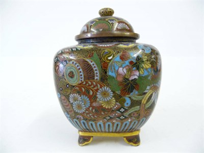 Lot 224 - A Japanese Cloisonne Enamel Small Jar and Cover, late Meiji period (1868-1912), the domed cover...