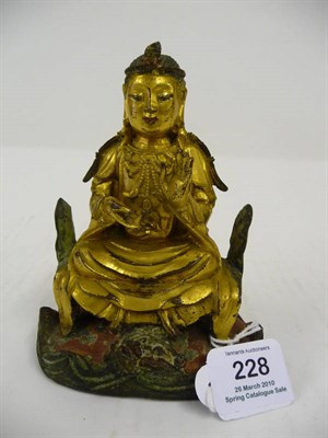 Lot 228 - A Sino-Tibetan Gilt Bronze and Polychrome Painted Figure of Avalokitesvara, 18th/19th century,...