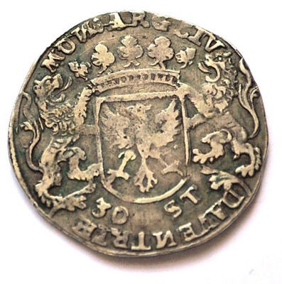 Lot 9 - Netherlands, Overijssel City of Deventer, Silver 30 Stuivers (Daalder) 1686, MM sitting dog,...