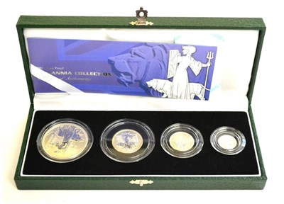 Lot 33 - Britannia 4-Coin Silver Proof Set 2001 comprising: £2, £1, 50p & 20p, with cert, in CofI, FDC