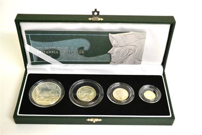 Lot 34 - Britannia 4-Coin Silver Proof Set 2003 comprising: £2, £1, 50p & 20p, with cert, in CofI, FDC