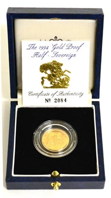 Lot 35 - Proof Half Sovereign 1994, with cert, in CofI, FDC