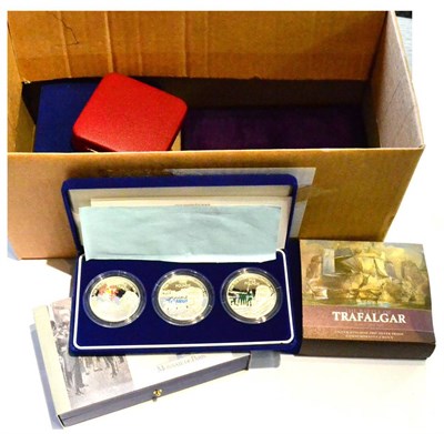 Lot 50 - Miscellaneous Silver Proof Coins & Commemorative Medals comprising: £5 2005 'Trafalgar.'...