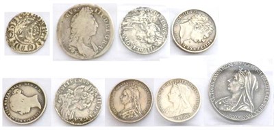 Lot 65 - 8 x Miscellaneous English Silver Coins comprising: Edward I penny, London Mint, obv. pitting &...