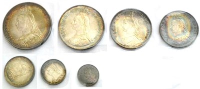 Lot 69 - Victoria Silver Set 1887JH comprising: crown, double florin, halfcrown, florin & sixpence...