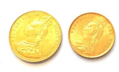 Lot 72 - Victoria Sovereign 1887JH & Half Sovereign 1887JH, both AEF