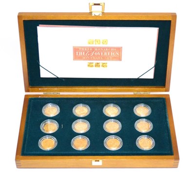 Lot 93 - The Three Monarchs Sovereign Mintmark Set' comprising 12 x sovereigns (4 x Victoria OH, 4 x...