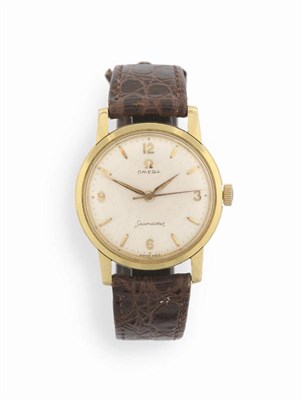 Lot 254 - An 18ct Gold Centre Seconds Wristwatch, signed Omega, Seamaster, 1961, (calibre 600) 17-jewel lever